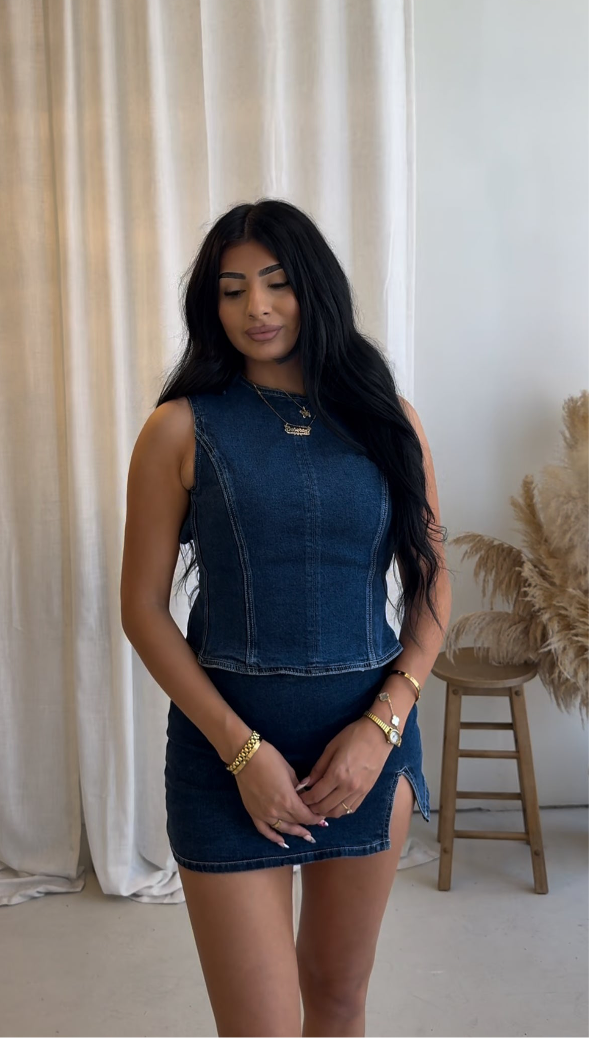 DENIM BOW SET