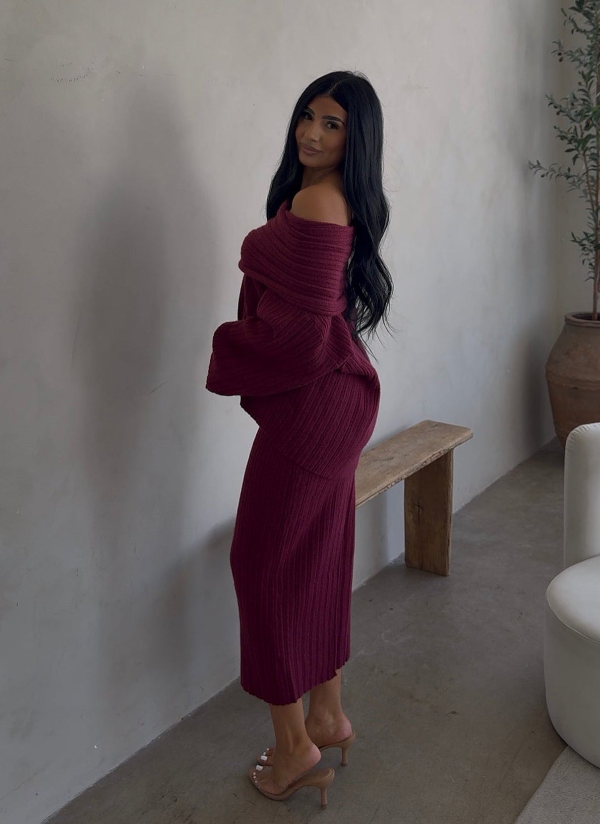 BURGUNDY BABE KNIT SET