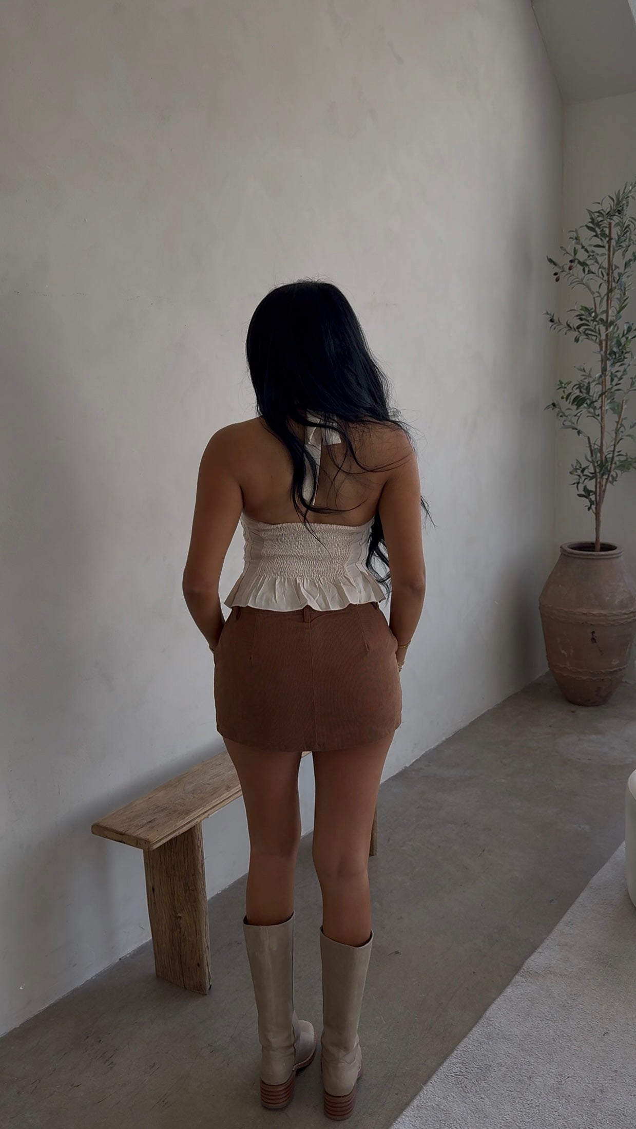 RUST CORDUROY SKORT