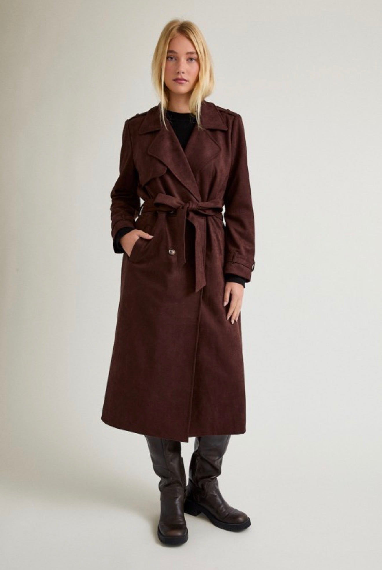 WRAPPED UP SUEDE TRENCH COAT