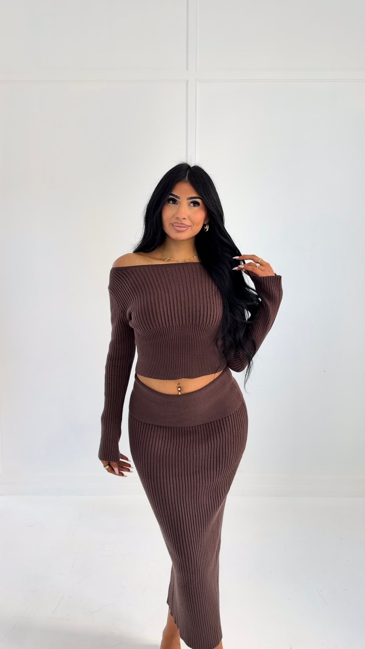 FALL IN LOVE KNIT SET | BROWN