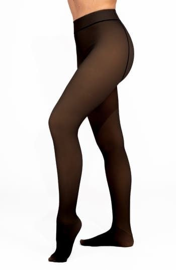 FLEECE LINED TIGHTS — BLACK