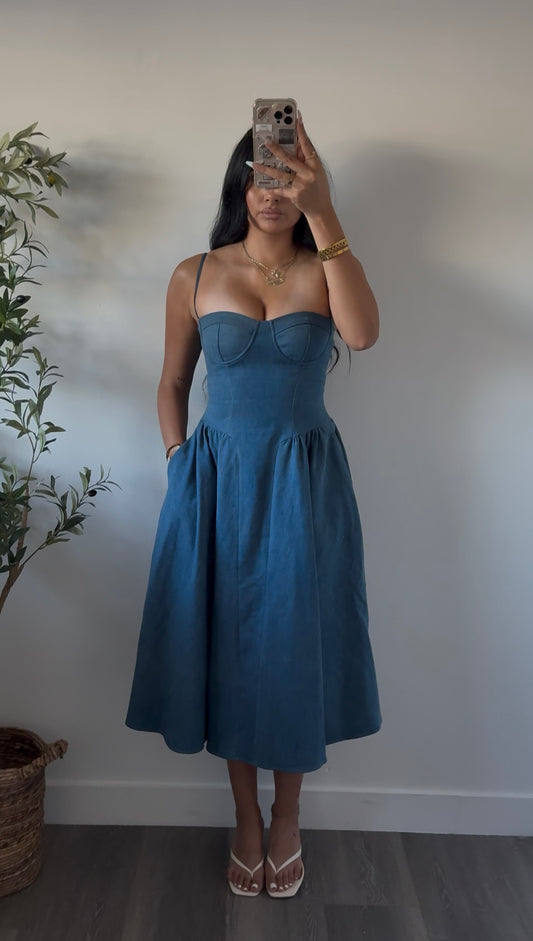 BLISSFUL BEGINNINGS DENIM DRESS