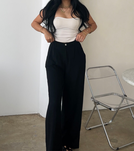 LINEN TROUSERS - BLACK