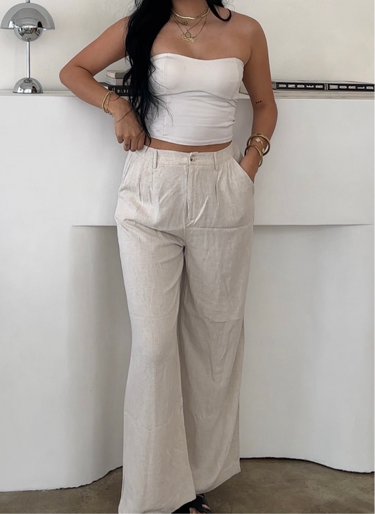 LINEN TROUSERS - BEIGE
