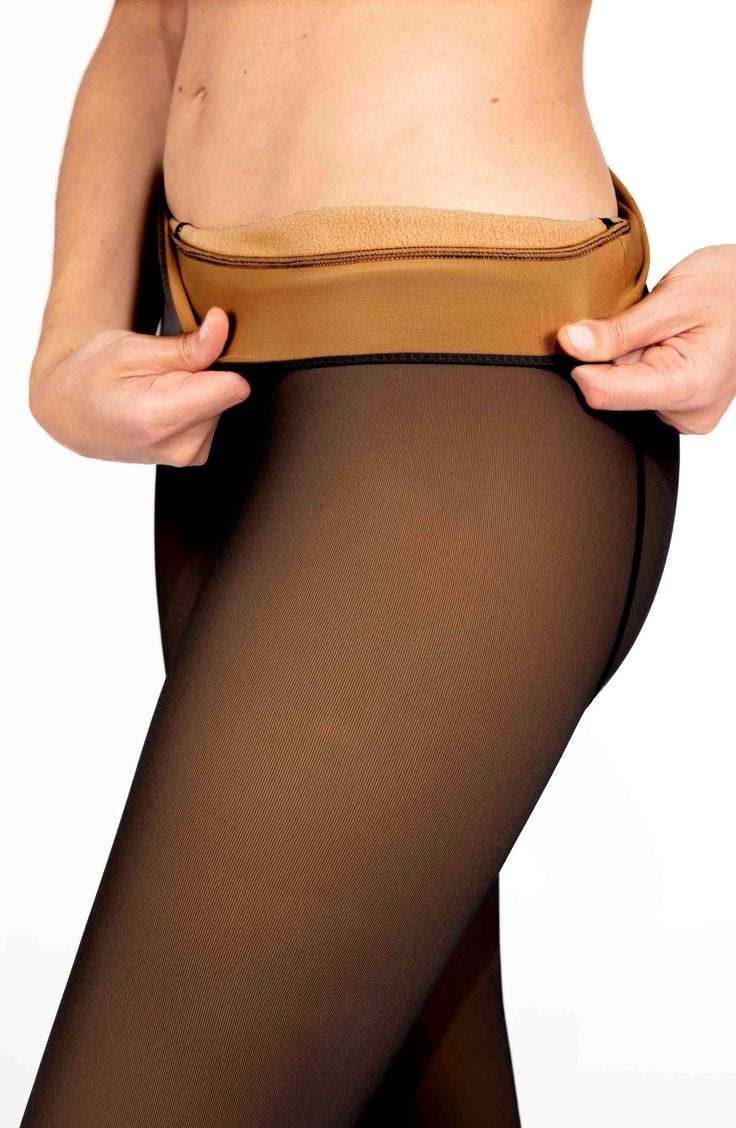 FLEECE LINED TIGHTS — BLACK