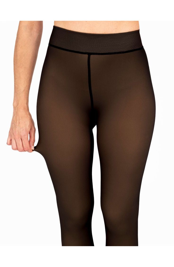 FLEECE LINED TIGHTS — BLACK