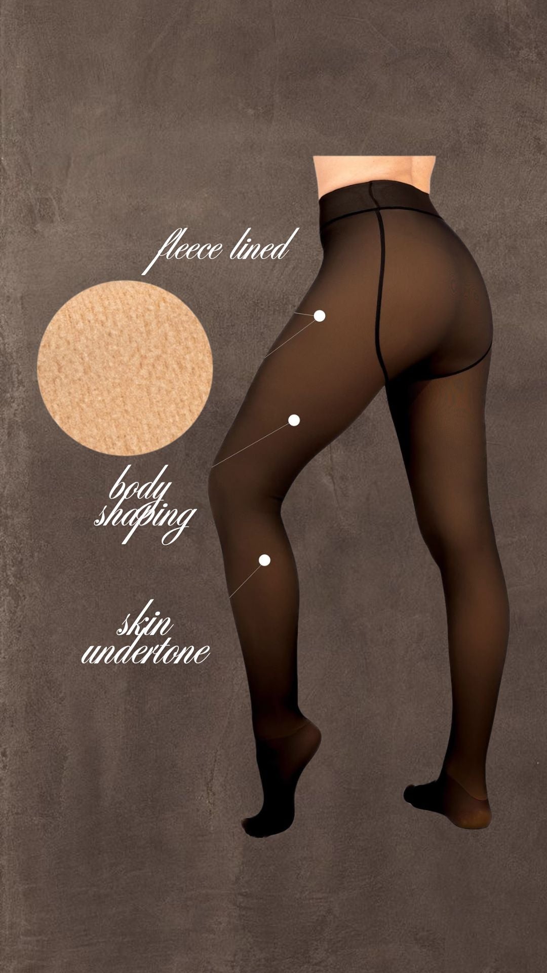 FLEECE LINED TIGHTS — BLACK