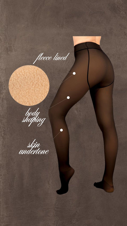 FLEECE LINED TIGHTS — BLACK