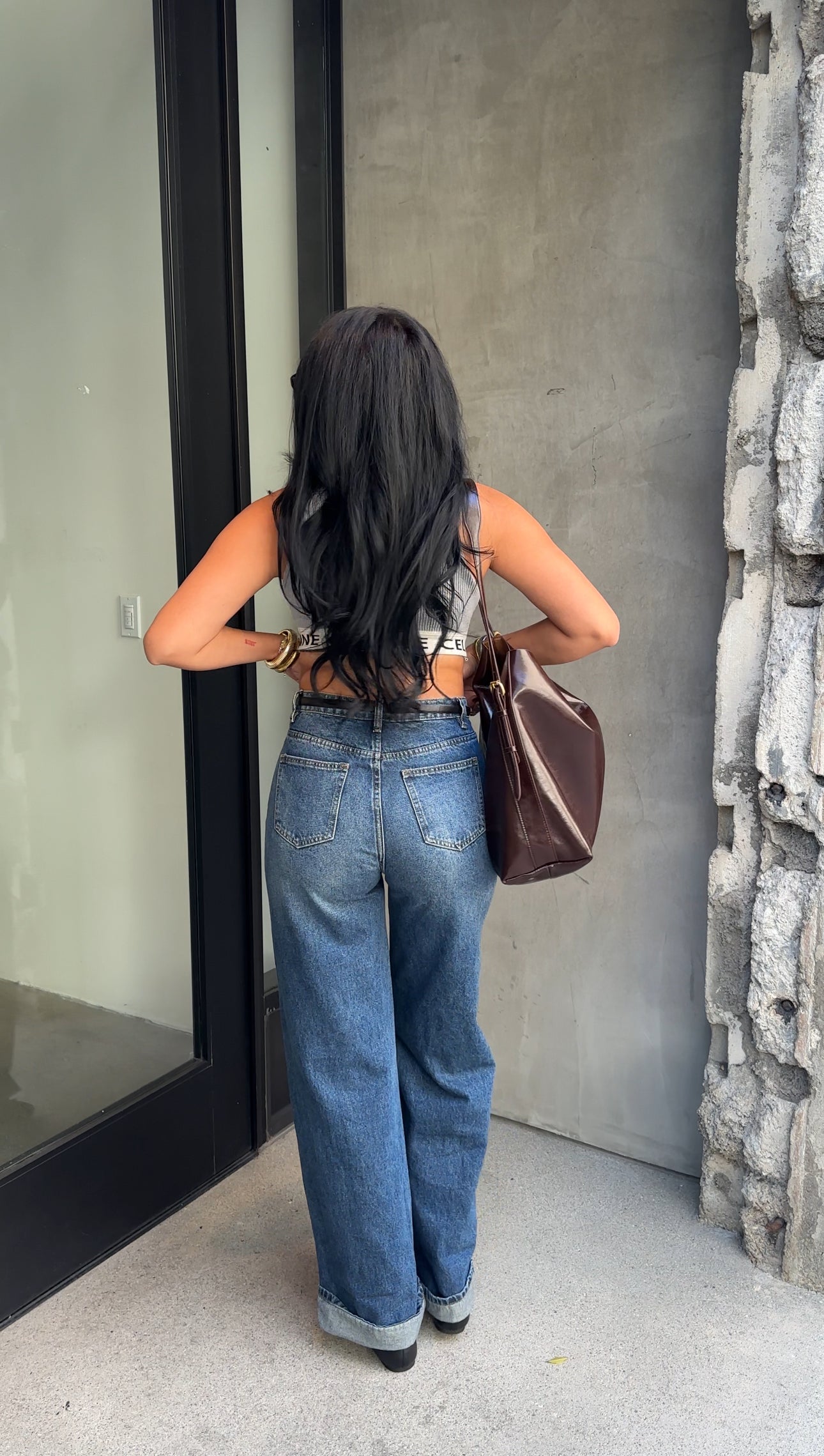 IN THE CITY CUFFED DENIM JEANS