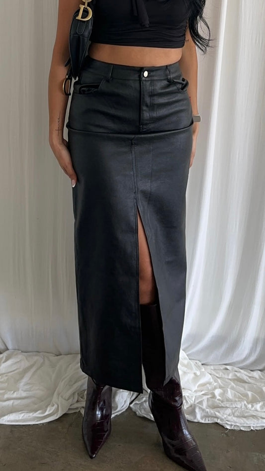 high demand leather skirt