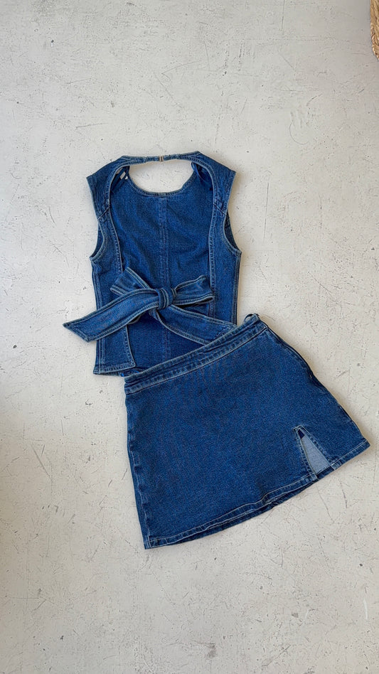 DENIM BOW SET