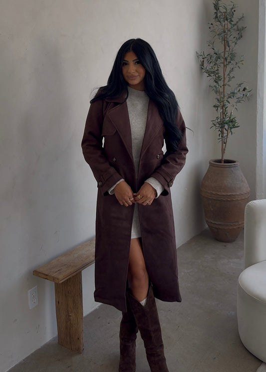 WRAPPED UP SUEDE TRENCH COAT