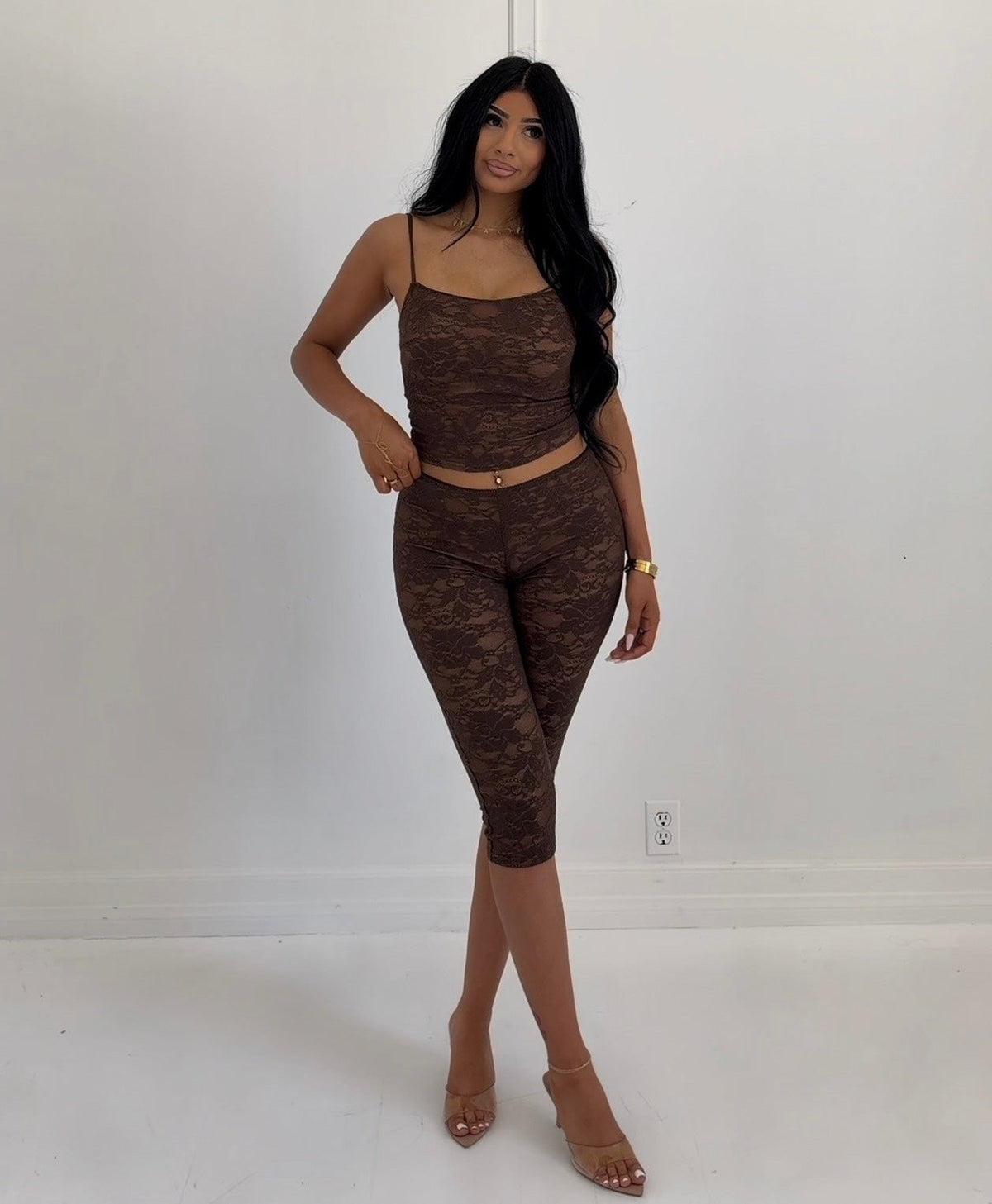 DREAM GIRL LACE CAPRI SET