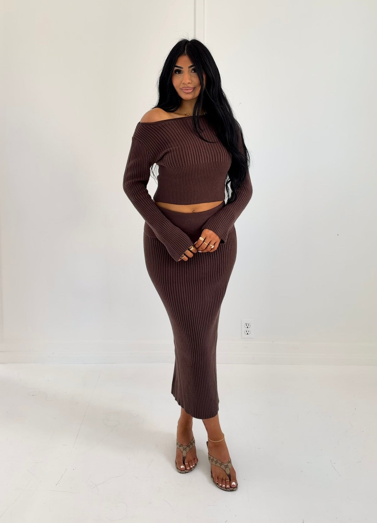 FALL IN LOVE KNIT SET | BROWN
