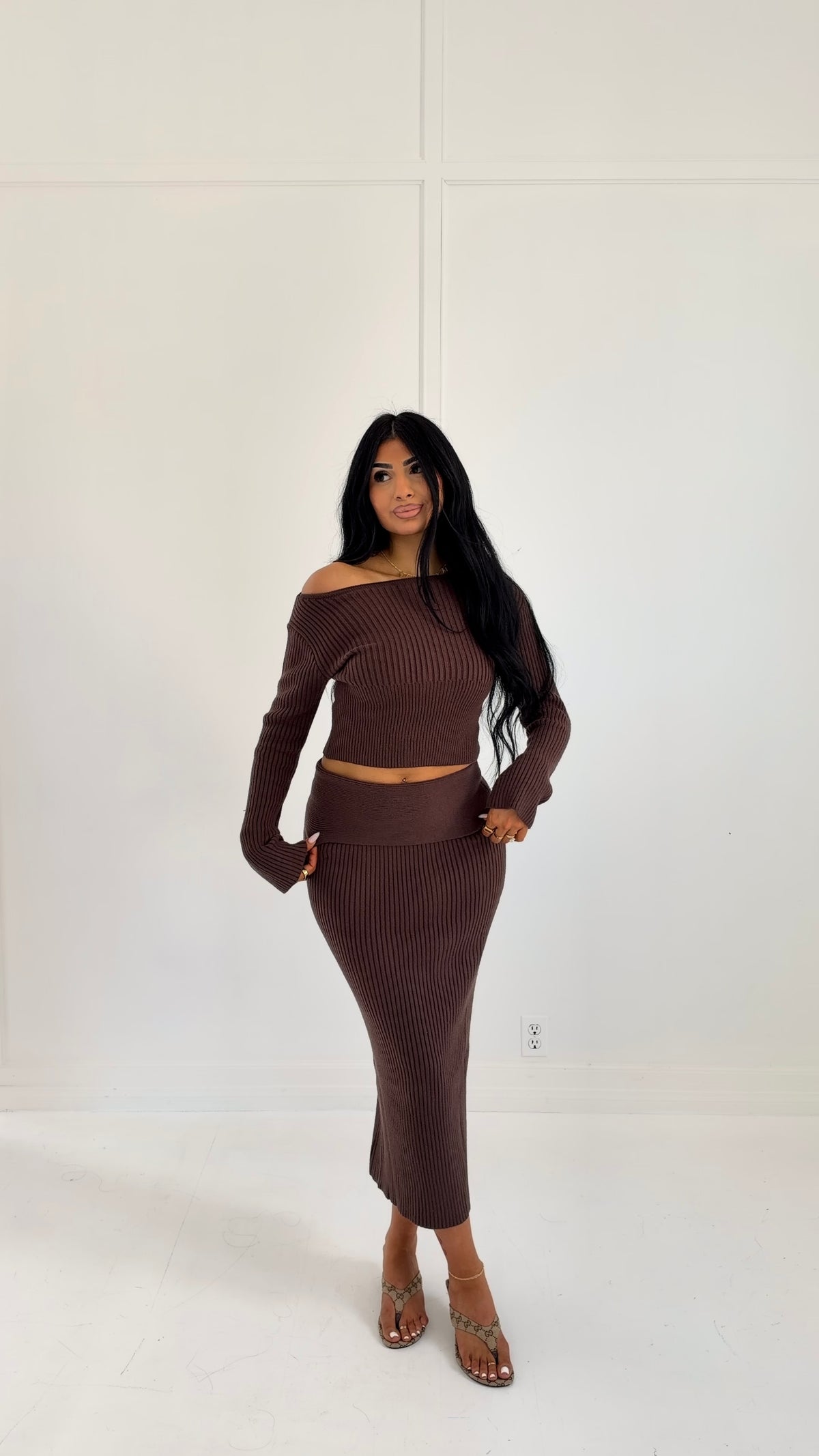 FALL IN LOVE KNIT SET | BROWN
